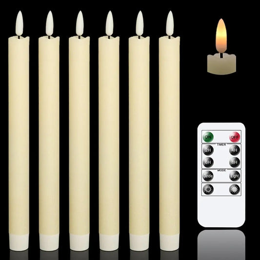 12-120pcs LED Flameless Taper Candle 3D Flickering Candlesticks with Remote Battery Operated Candles for Wedding Halloween Decor