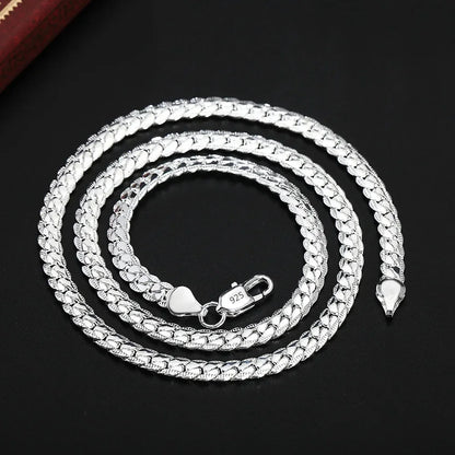 Fine Top Brand Silver Color 6mm Chain Necklace for Woman Men 16-24inch Fashion Wedding Party Jewelry Gift Dropshipping