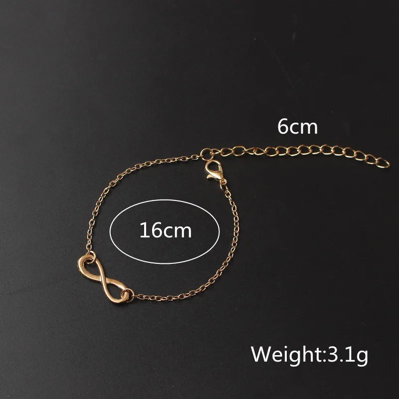 Fashion Geometry Infinite Charms Bracelets Bangles for Women Silver Golden Color Link Chain Lobster Clasps Bracelet Gift Jewelry