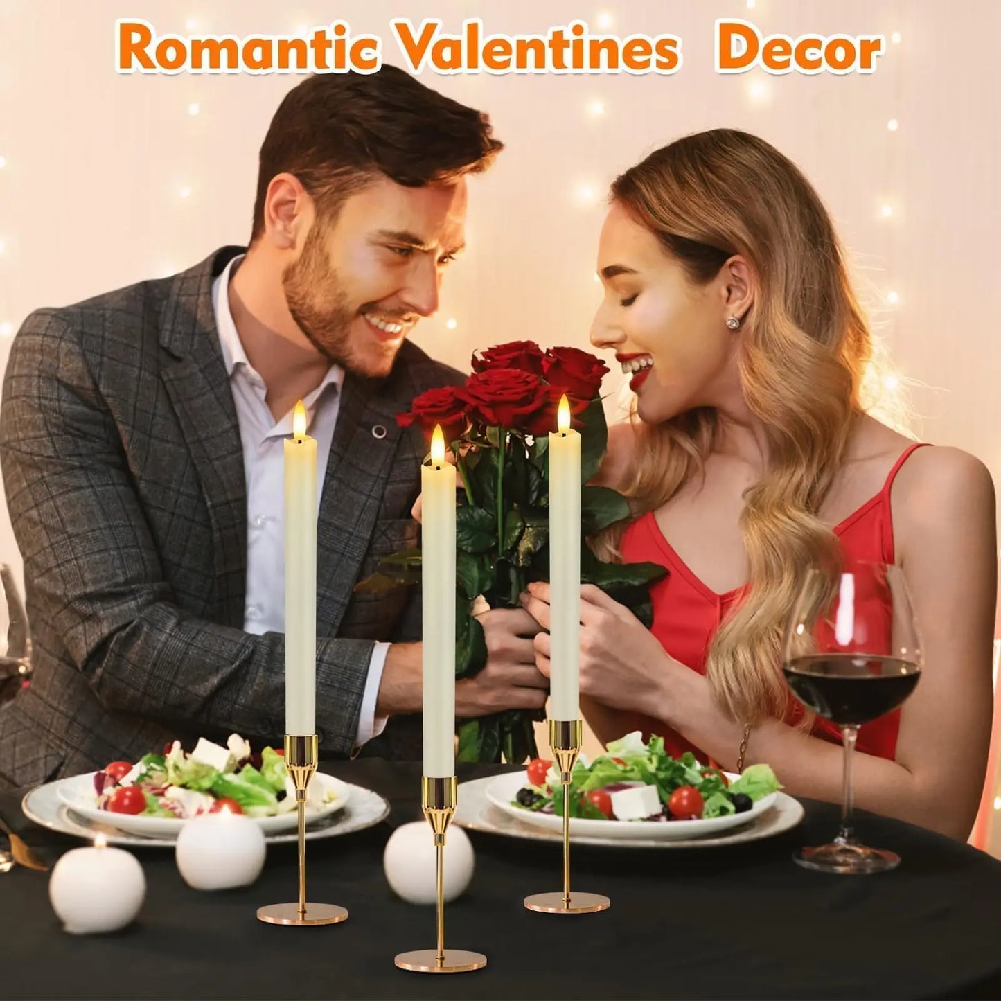 12-120pcs LED Flameless Taper Candle 3D Flickering Candlesticks with Remote Battery Operated Candles for Wedding Halloween Decor