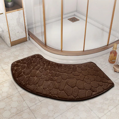 Curved Bathroom Mat — Non-Slip Pebble Texture