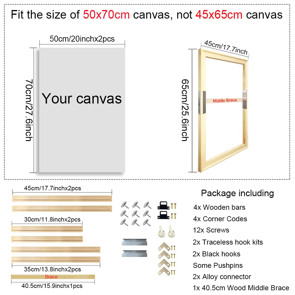 180+ Sizes DIY Wood Frames 60x90 70x100 40x50 30x40 Canvas Oil Painting Frames Wood Frame for Diamond Painting Wall Art Frame
