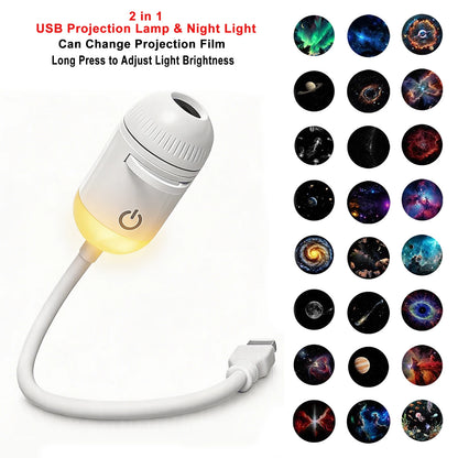USB Car Atmosphere Projector Light Car Interior Ambient Light LED Starry Star Light Party Decor Romantic Saturn Galaxy Light