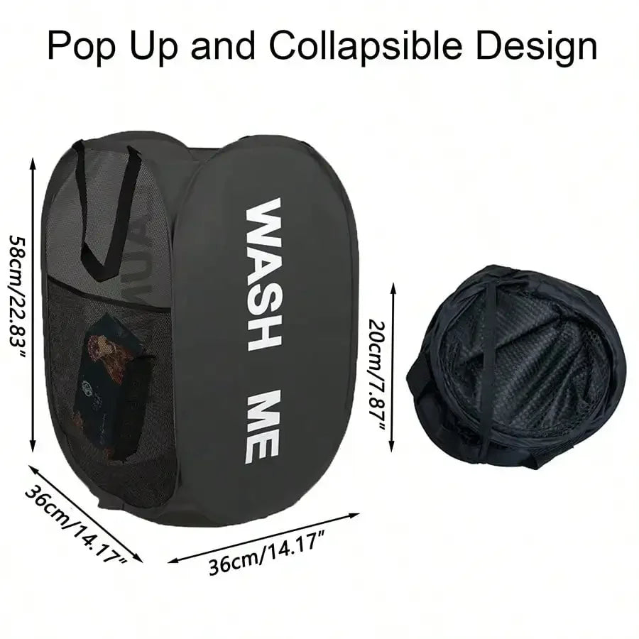 Pop-Up Mesh Laundry Hamper — Collapsible & Portable