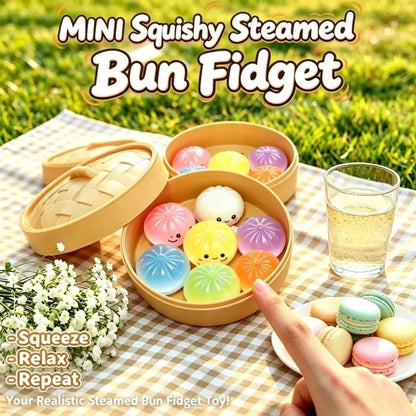 Prank Toy Soft Cute Dumplings Squishy With Steamer Squeezable Squishy Crystal Bun Pinch Food Shape Fidget Sensory Toy Kids Toy