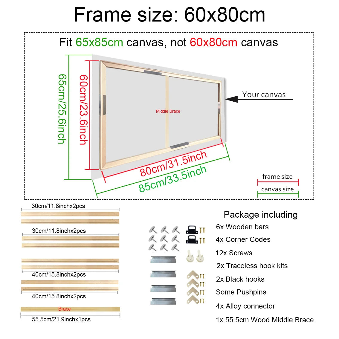 180+ Sizes DIY Wood Frames 60x90 70x100 40x50 30x40 Canvas Oil Painting Frames Wood Frame for Diamond Painting Wall Art Frame