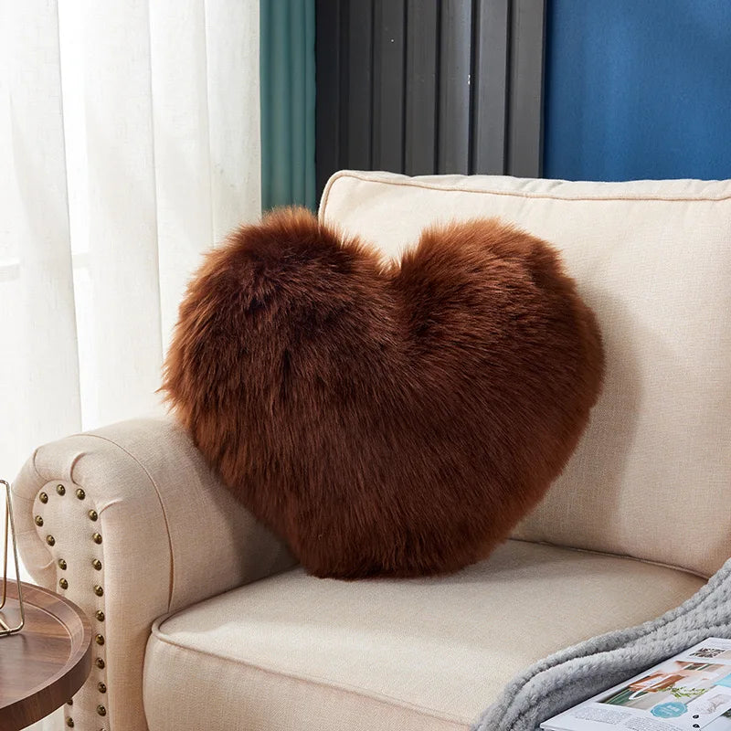 1pc Heart/Square Shaped Throw Pillow Cushion, Long Plush Cushion Pad Pillow Fluffy Soft & Comfortable Pillow For Room