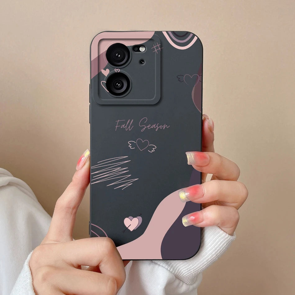 For Xiaomi 13T Pro Case Love Heart Soft Liquid Silicone Camera Protection Back Cover For Xiaomi13T 13TPro Anti Drop Phone Cases