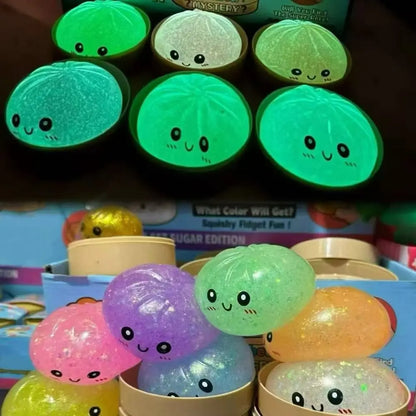 Boys Girls Luminous Dumpling Squishy Slow Rebound Noctilucent Squishy Dumpling Cute Soft Glitter Sensory Fidget Ball Adults