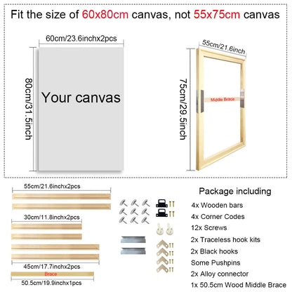 180+ Sizes DIY Wood Frames 60x90 70x100 40x50 30x40 Canvas Oil Painting Frames Wood Frame for Diamond Painting Wall Art Frame