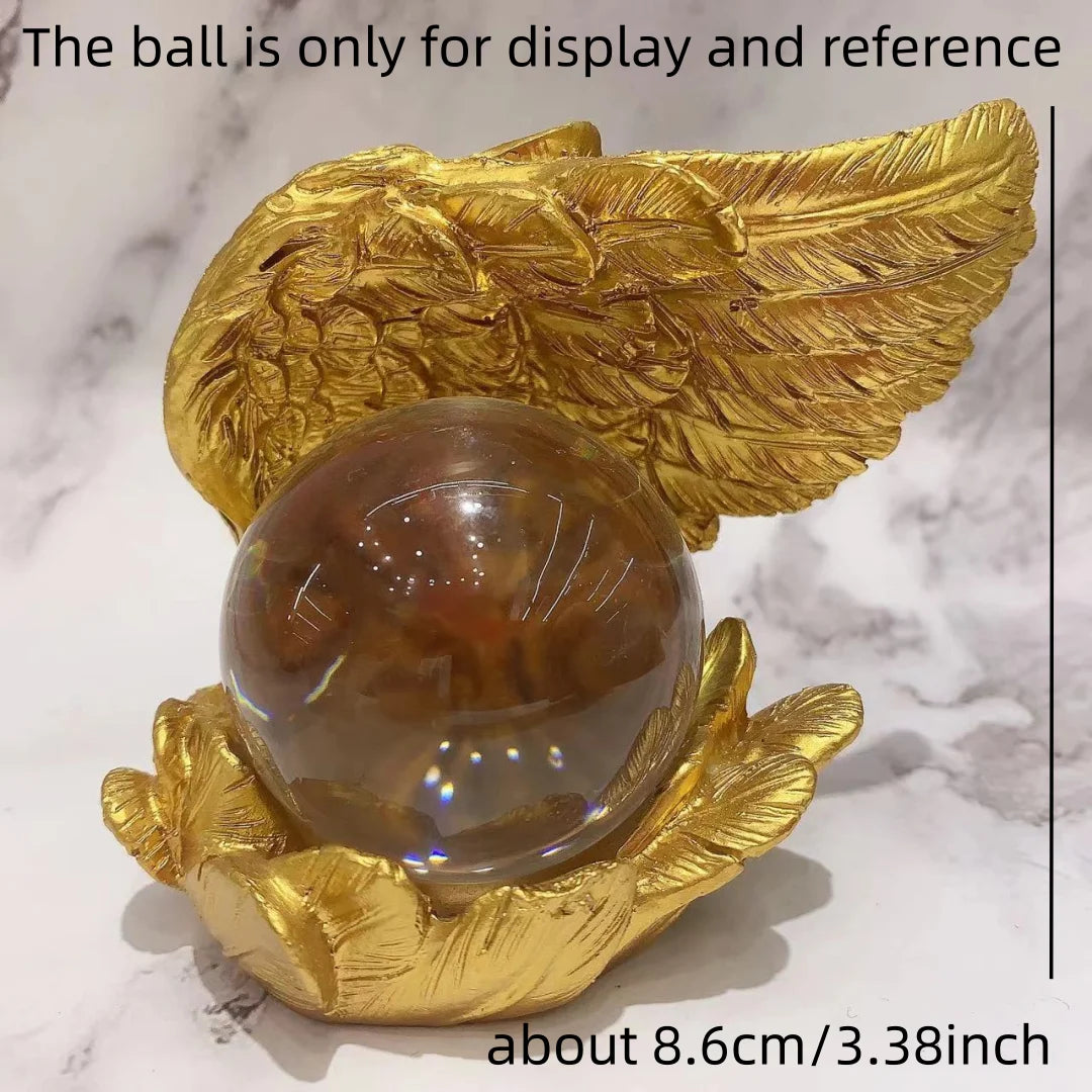 1pc Creative angel wings, resin handcrafted crystal ball base, desktop decoration, glass ball seat, display item base