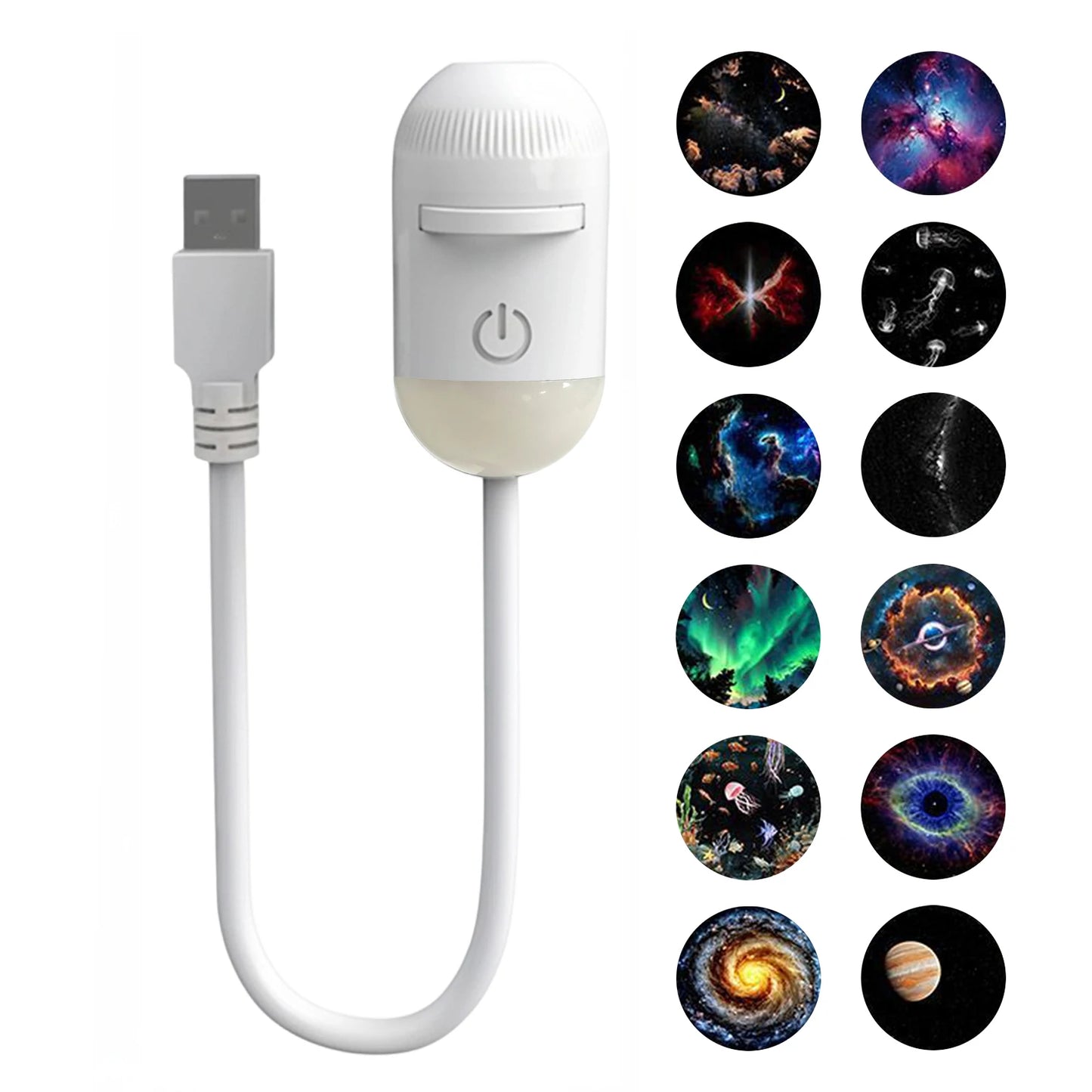 2-in-1 Mini Galaxy Star Projector Night Light USB 360° Rotatable LED Starry Sky Ambient Lamp Sleep Lighting for Bedroom Decor