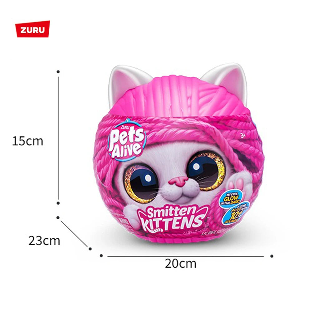 ZURU Pets Alive Smitten Kittens Surprise Tabby Cat Ginger Nurture Play Soft Toy Unboxing Adopt Interactive Decoration Gift