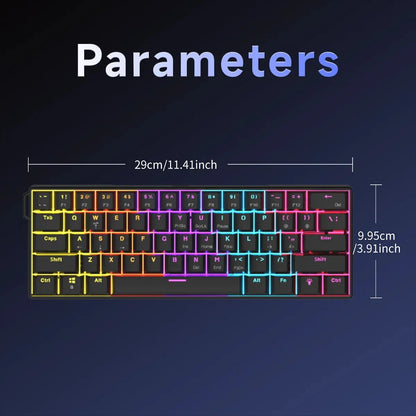 AJAZZ NK61 Wired Mechanical Keyboard 61 Keys 60% Compact  Hot Swappable Red Switch RGB Backlit Portable for Gaming Laptop Gamer