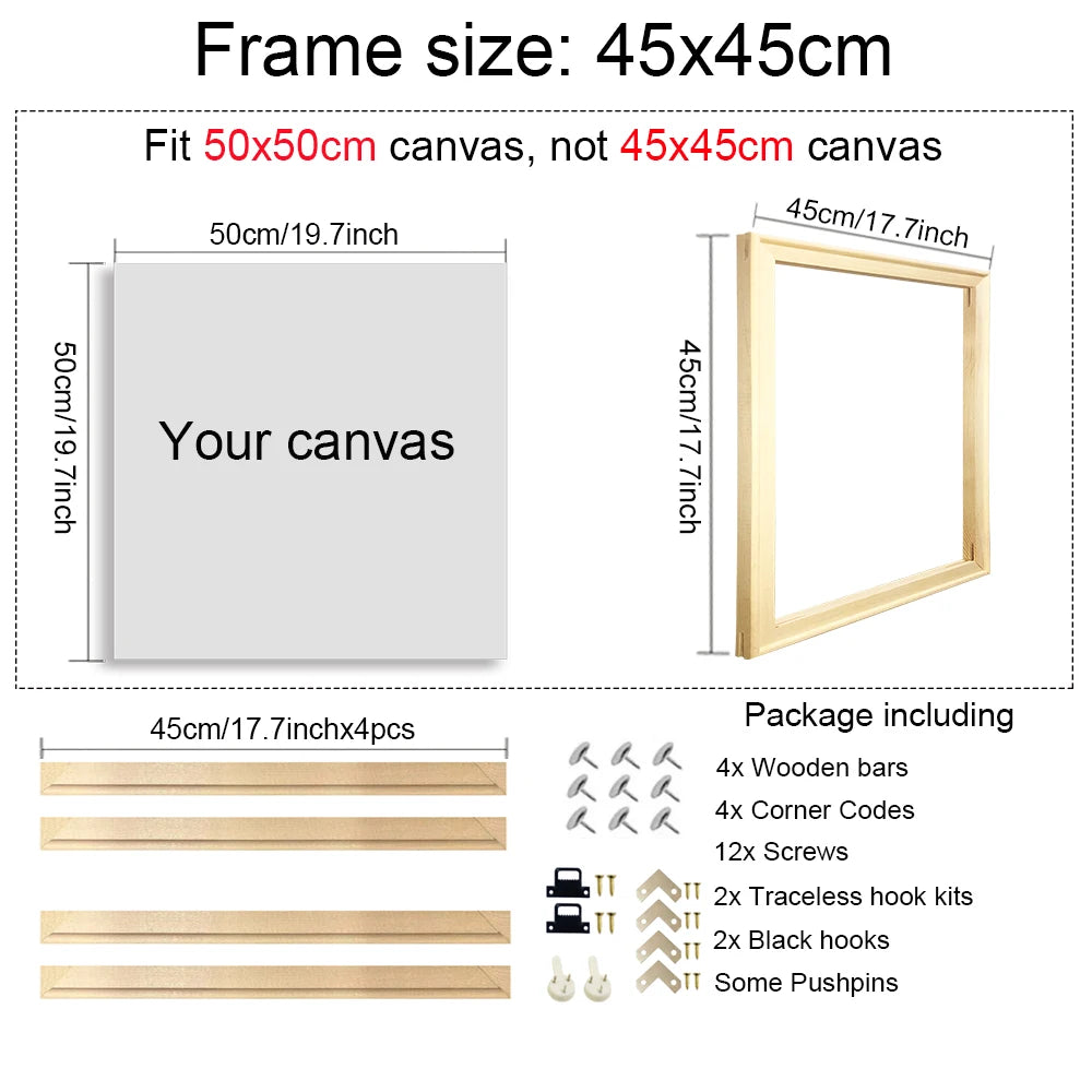 40x60 50x70 60x90 60x120 DIY Wood Frame Kit for Canvas Oil Painting Frame Bars Wood Frame for Diamond Painting Wall Art Frame
