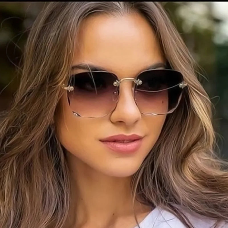1/3PCS Square Rimless Sunglasses Women Luxury Brand Designer Summer Glasses Fashion Sun glasses For Men UV400 Shades