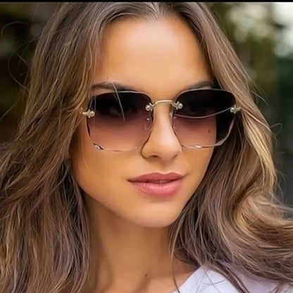 1/3PCS Square Rimless Sunglasses Women Luxury Brand Designer Summer Glasses Fashion Sun glasses For Men UV400 Shades