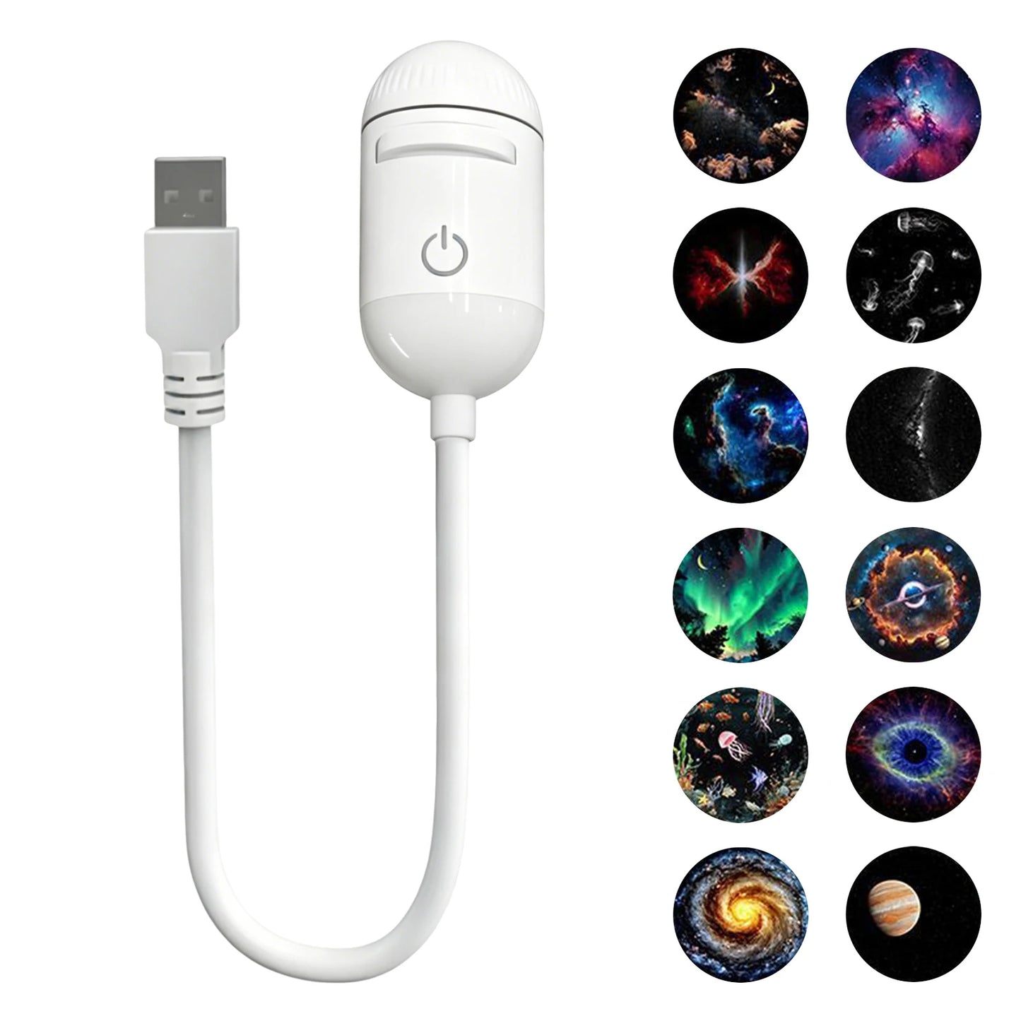 2 in 1 USB Ambient Projection Light Adjustable Focus Car Interior Light Home Room Starry Star Romantic Saturn Galaxy Night Light