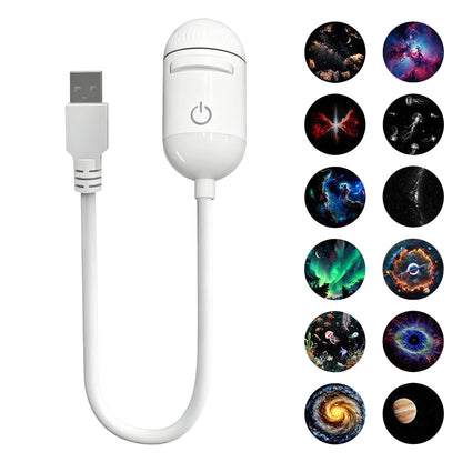 2 in 1 USB Ambient Projection Light Adjustable Focus Car Interior Light Home Room Starry Star Romantic Saturn Galaxy Night Light