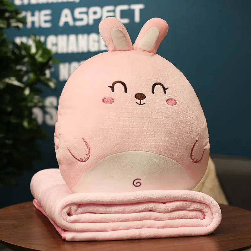 3 In1 Stuffed Hand Warmer Bag Cartoon Animal Pillow Blanket Cute Cushion Blanket Home Car Travel Pillow for Children Girl Gift