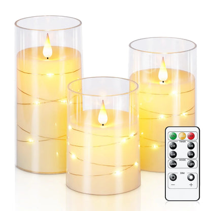3pcs/set LED Flameless Candle Light Pink Blue Red Christmas Halloween Prayer Wedding Romantic Atmosphere String Light Candle