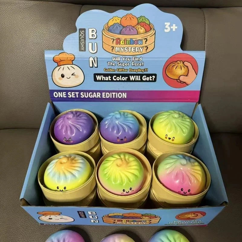 Dumpling Squishies New Pressure Cute Colorful Bun Toy Slow Rising Stress Relief Fidget For Adults Anti-Anxiety Gift