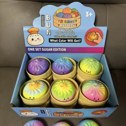 Dumpling Squishies New Pressure Cute Colorful Bun Toy Slow Rising Stress Relief Fidget For Adults Anti-Anxiety Gift