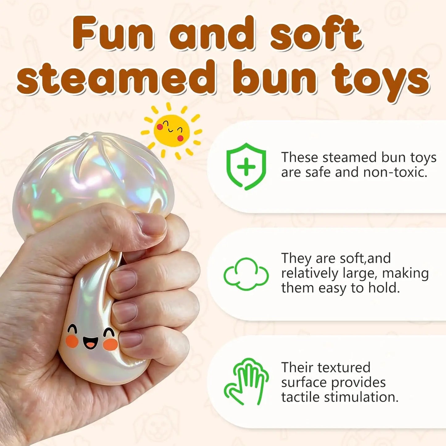 Glitter Dumpling Squishy, New Mystery Glitter Dumpling Squishies Box, Jumbo Squishy Toy with Steamer Box,