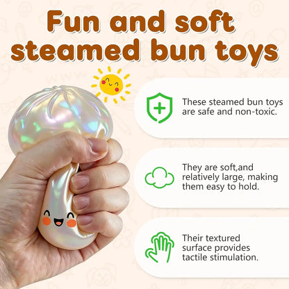 Glitter Dumpling Squishy, New Mystery Glitter Dumpling Squishies Box, Jumbo Squishy Toy with Steamer Box,