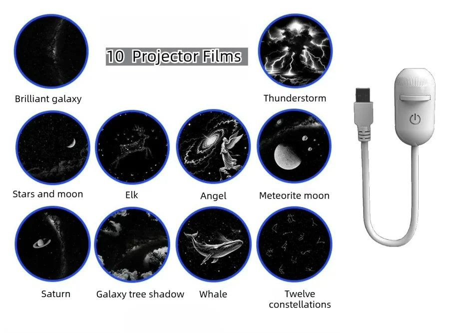 2-in-1 Mini Galaxy Star Projector Night Light – Starry Sky Ambient Lamp for Bedroom Sleep & Decoration