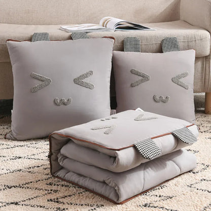 Car Cushion 2-in-1 Pillow Blanket Multi-Functional Sanding Cartoon Pillow Quilt Pillow Blanket