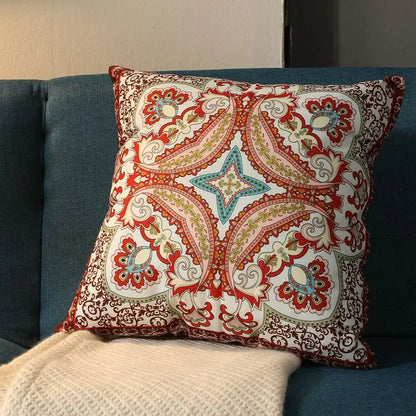 Ethnic Style Retro Pillow with Core Bohemian Square Cushion Homestay Bedroom Living Room Sofa Backrest Lumbar Pillow
