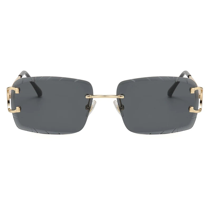 Fashion Square Rimless Glasses Trend Metal High-Hrade Men's And Women's Sunglasses Street Shot Travel Eyewear
