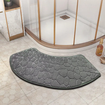 Curved Bathroom Mat — Non-Slip Pebble Texture