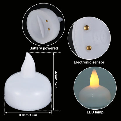 12Pcs Flickering Flameless LED Candles Light Lamp Waterproof Floating On Water LED Tea Light Battery Operated For Pool Bathtub