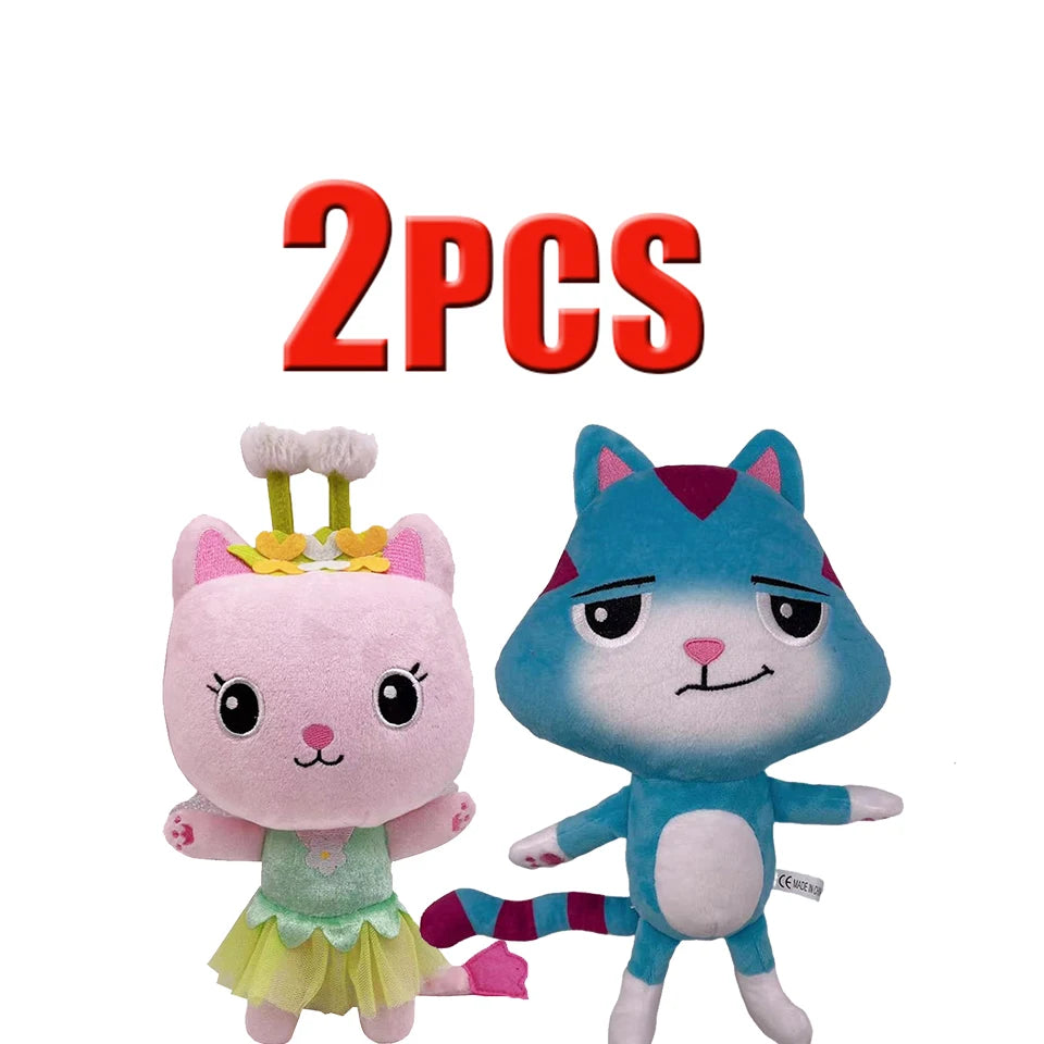 ##8-Piece Gabby Doll House Plush Toy Set 25cm Mermaid Cat Stuffed Animal Cartoon Doll Children's Christmas Gift