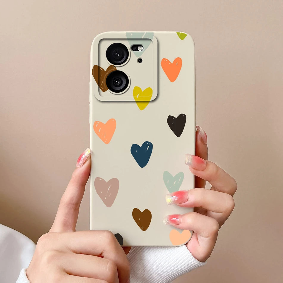 For Xiaomi 13T Pro Case Love Heart Soft Liquid Silicone Camera Protection Back Cover For Xiaomi13T 13TPro Anti Drop Phone Cases