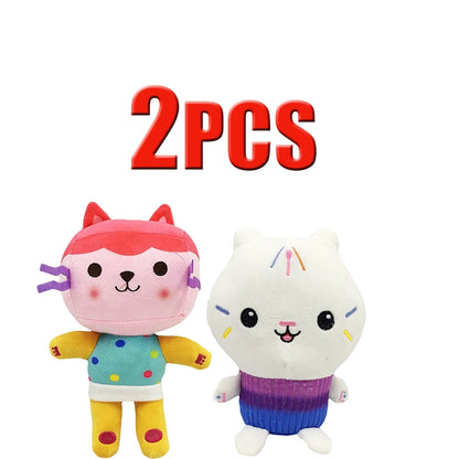 ##8-Piece Gabby Doll House Plush Toy Set 25cm Mermaid Cat Stuffed Animal Cartoon Doll Children's Christmas Gift
