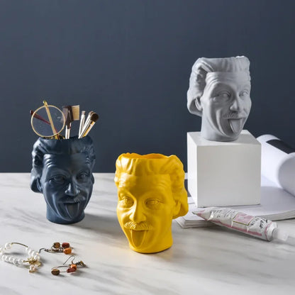 Statue Flower Vase Pot Flowerpot Sculpture Flower Pot Desktop Flower Arrangement Container Flowerpot Head Statue Ornaments Gift