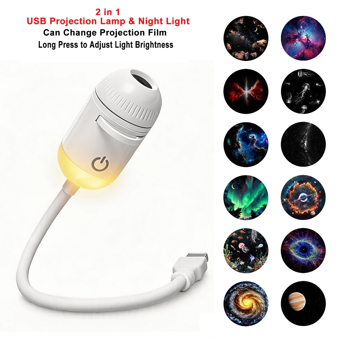 USB Car Atmosphere Projector Light Car Interior Ambient Light LED Starry Star Light Party Decor Romantic Saturn Galaxy Light