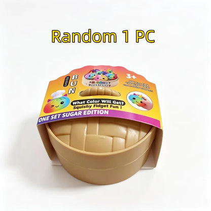 Simulation Unicorn Dumpling Squishy Stress Ball With Bamboo Steamer Box Anti-Stress Toy Sensory For Creative Gift