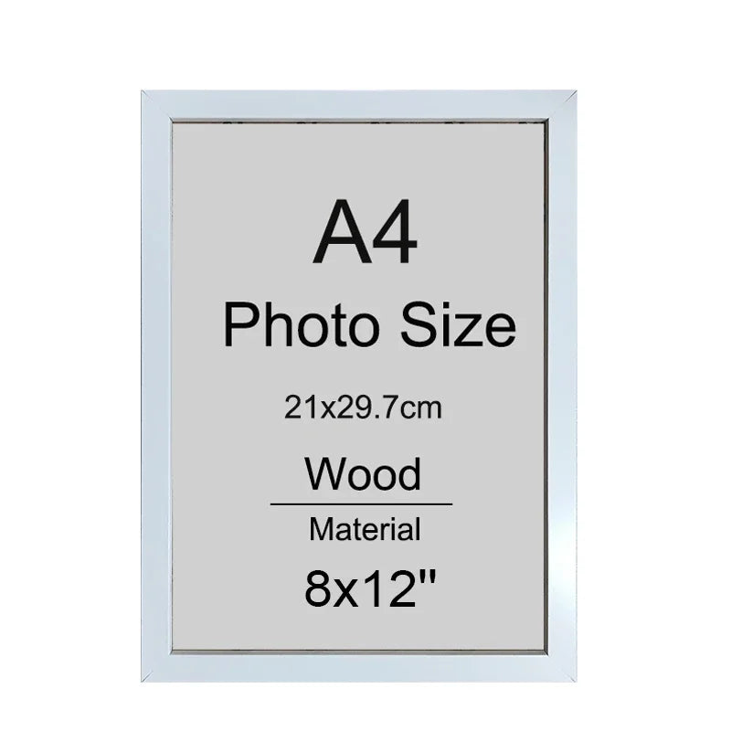 A4 Wood Photo Frame 1/2/3PCS 8x12inch Black White Brown Certificates Frame Picture Frame Log Color Home Decor Poster Frame