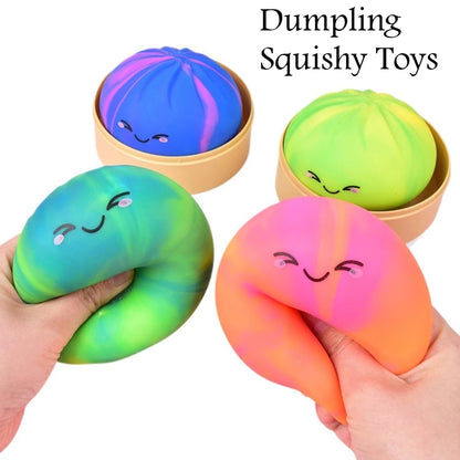 Cute Dumpling Bao Bun Squishy Toy, Soft TPR Stress Relief Fidget Pack, Anti-Anxiety Sensory Toy for Adults & Kids Squeeze Gifts