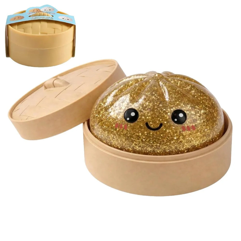 Squishy Dumpling Steamed Bun Toy Slow Rising Rebound Glitter Stress Relief Ball Fidget Random Face Coloful Squeeze Pinch Toy