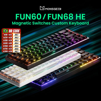 Akko MonsGeek FUN68 FUN60 PRO&MAX  HE Magnetic Keyboard 60% 65% Gaming Keyboards Rapid Trigger 8K Custom Keyboard Gamer Esports