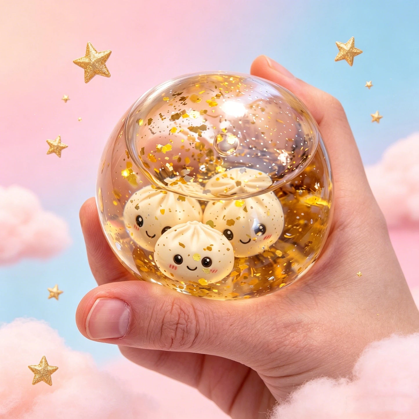 Glitter Dumpling Squishes Stress Balls 2026 Viral Fidget Toy Colorful Simulation Steamed Bun Decompression Toy for Anxiety