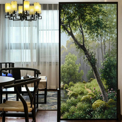 Decorative Privacy Window Film — Frosted Forest Design