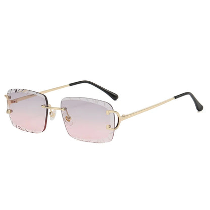 Fashion Square Rimless Glasses Trend Metal High-Hrade Men's And Women's Sunglasses Street Shot Travel Eyewear