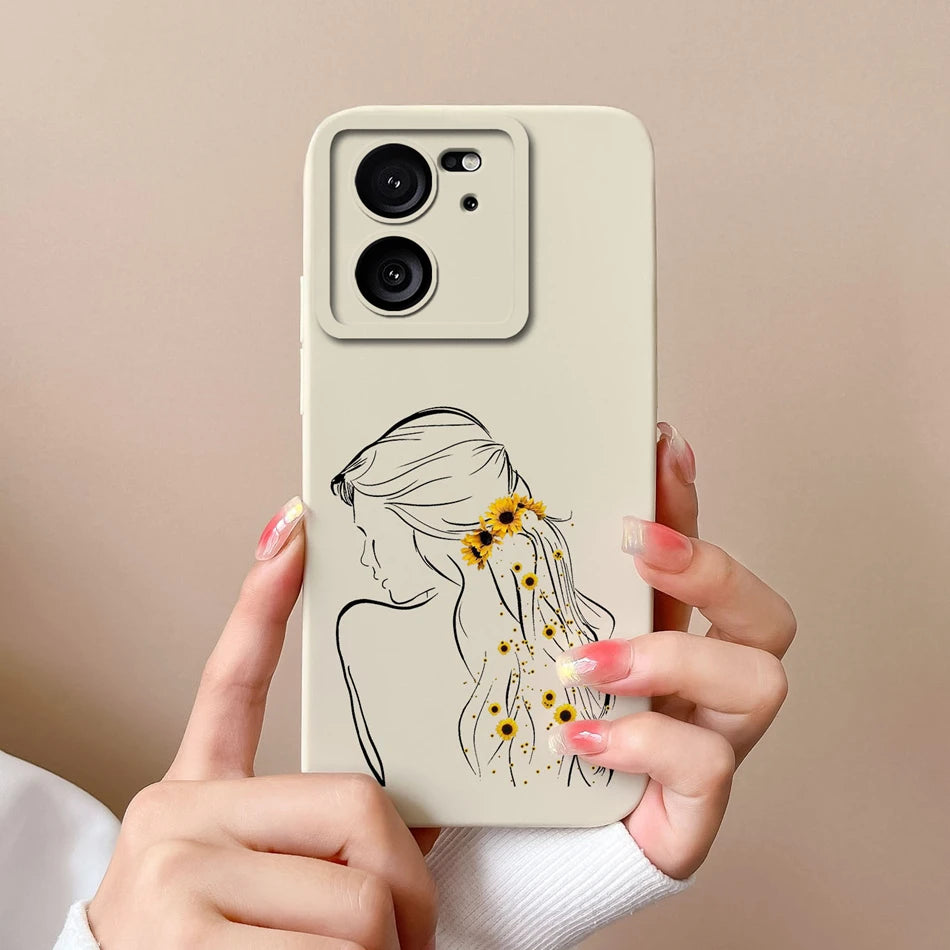 For Xiaomi 13T Pro Case Love Heart Soft Liquid Silicone Camera Protection Back Cover For Xiaomi13T 13TPro Anti Drop Phone Cases