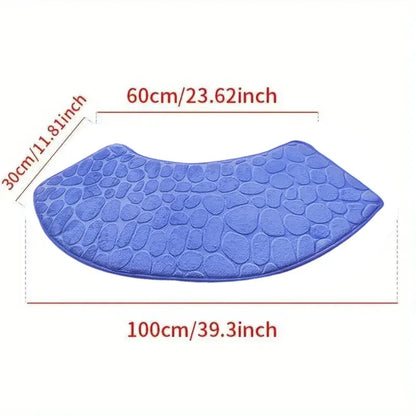 Curved Bathroom Mat — Non-Slip Pebble Texture